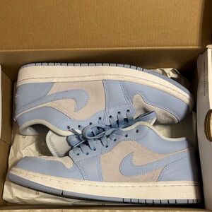 Nike Air Jordan 1 Low in Light Blue and Grey Suede